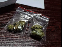 Dwie torebki foliowe z zawartością marihuany