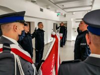 policjanci Komendy Miejskiej Policji w Białymstoku podczas uroczystego ślubowania nowo przyjętych funkcjonariuszy