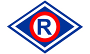 oznaczenie służby ruchu drogowego w rombie litera R