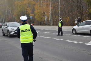 Policjanci na skrzyżowaniu.
