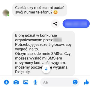 Dialog oszusta w poszkodowaną kobietą