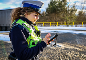 Policjanci kontrolują ciężarówki i busy