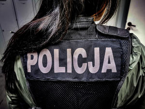 Policjanci stojący tyłem