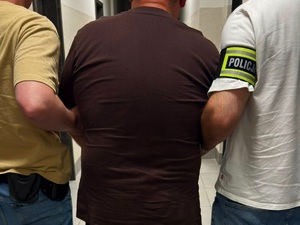 policjanci trzymają osobę zatrzymaną